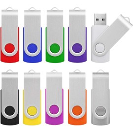 32 GB USB 2.0 Stick 10Pack, KOOTION Bulk USB 2.0 Flash Drive Swivel 32 GB Memory Stick Pen Drive Thumb Drive Jump Drive Computer Data Storage (10Pack Colorful)