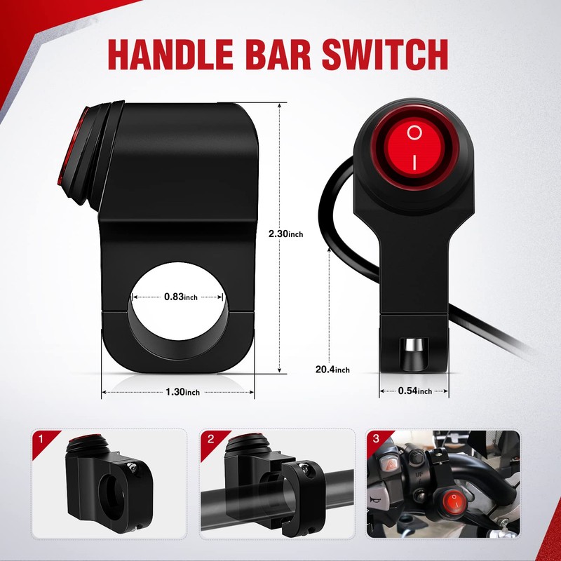 Nilight Motorcycle Handlebar Switch Plug and Play 12V ATV Light