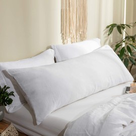 Simple&Opulence Body Pillow Cover 20" x 54",100% Pure Linen, Ultra Soft and Breathable, Body Pillowcase with Envelope Closure for Adults(White)