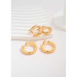 LILIE&WHITE Gold clip-on earrings without piercing - hypoallergenic jewellery gifts for women, colour-fast accessories to combine, elegant outfit highlights for everyday life and festive events,