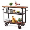 Industrial Bar Cart, Serving Cart with Wheels and Handle, 3-Tier
