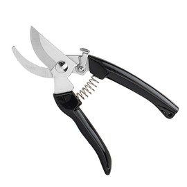 園芸用剪定ばさみ, 角度調整可能, ステンレス製, 軽量グリップ付き, 園芸・植物剪定用 (ブラック, 口を曲げる長さ17cm)