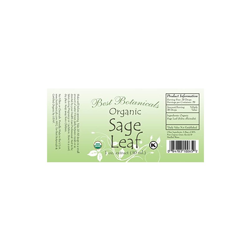 Best Botanicals Organic Sage Leaf Extract 1 oz.