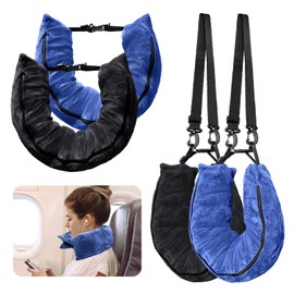 Eppyyo 2Pack Stuffable Travel Pillow for Extra Luggage, Velvet Travel Neck Pillow with Adjustable Neck Size, Fits About 6 T-Shirts Travel Essentials Multifunctional Sleeping Rest Cushion(Blue)