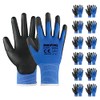 DULFINE Safety Work Gloves PU Coated-12 Pairs,Blue Seamless Knit Glove