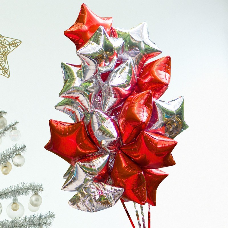 18" Star Foil Mylar Balloons - Party Decorations, Silver, 10