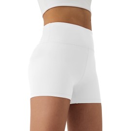 AugIris Girls Athletic Biker Shorts with Hidden Pocket High Waisted Dance Kids Shorts Soft Active Yoga Bike Short Teen White