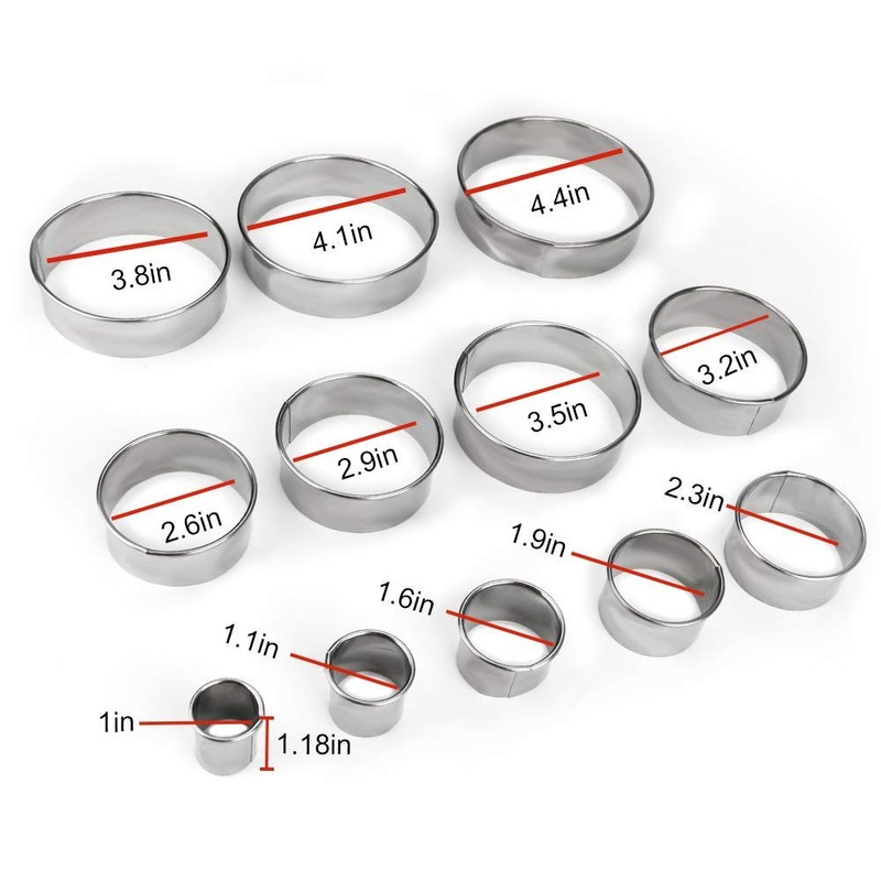12 Pieces Round Cookie Biscuit Cutter Set,Graduated Circle Pastry Cutters,18/8