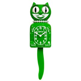 Kit-Cat Clock Limited Edition CLASSIC GREEN LADY - Cat Clock with Moving Eyes and Tail, Battery Operated Wall Clock, Made in USA, Modern Clock
