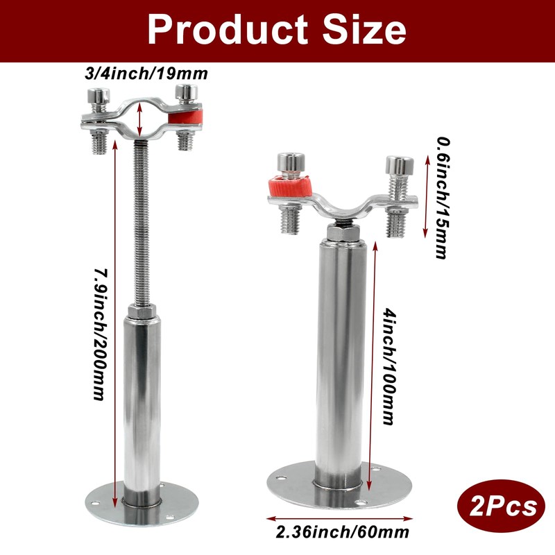 2 Pcs 1/2inch Adjustable Ceiling Support - Stainless Steel Pipe