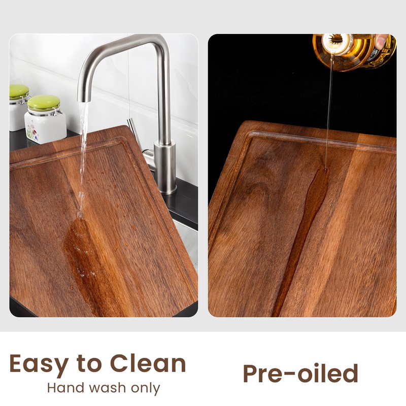 Fun Memories Black Walnut Cutting Board for Kitchen, Reversible Large