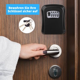 Key Safe with Number Code, Key Safe Outdoor, Key Cabinet with 4 Digit Code Wall Mounting, Key Safe Outside, Key Hiding, Key Safe, Black Key Box