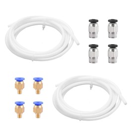 BTtime PTFE Teflon Tube 2M Inner Diameter x 4mm OD + 4pcs PC4-M6 One Touch Fitting and 4pcs PC4-M10 Straight Pneumatic Fitting 1.75mm Filament for 3D Printer