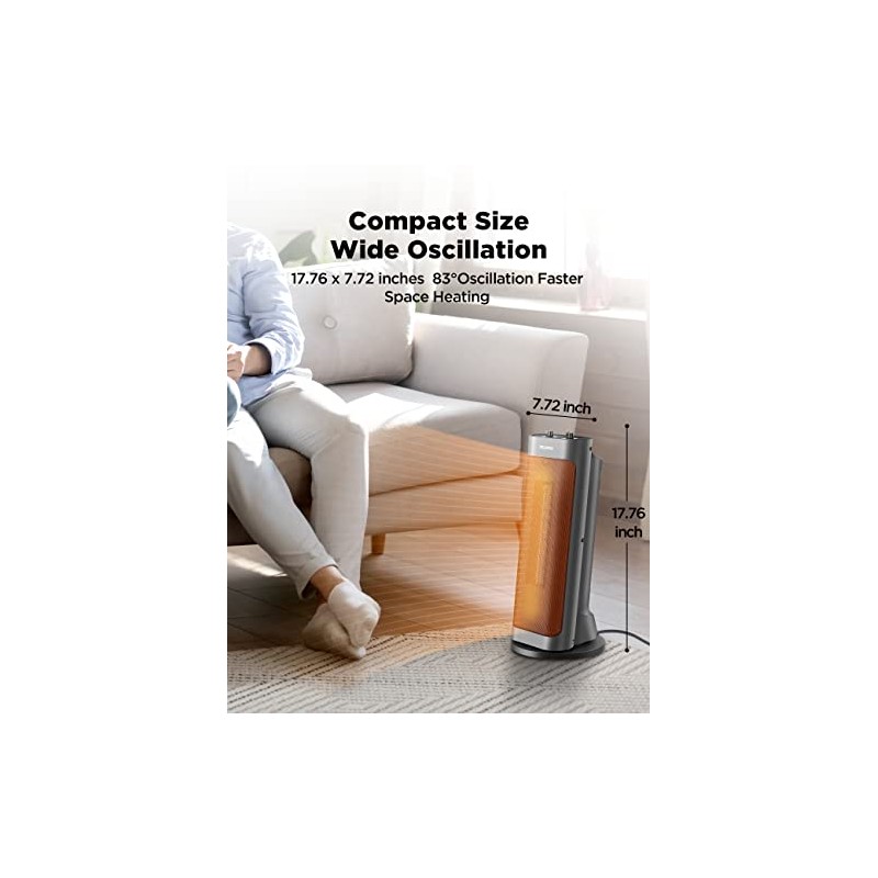 PELONIS PTH15A2BGB 1500W Fast Heating Space Heater, Programmable Thermostat, Easy