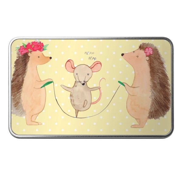 Mr. & Mrs. Panda Metal Tin Rectangular Hedgehog Rope Bouncing