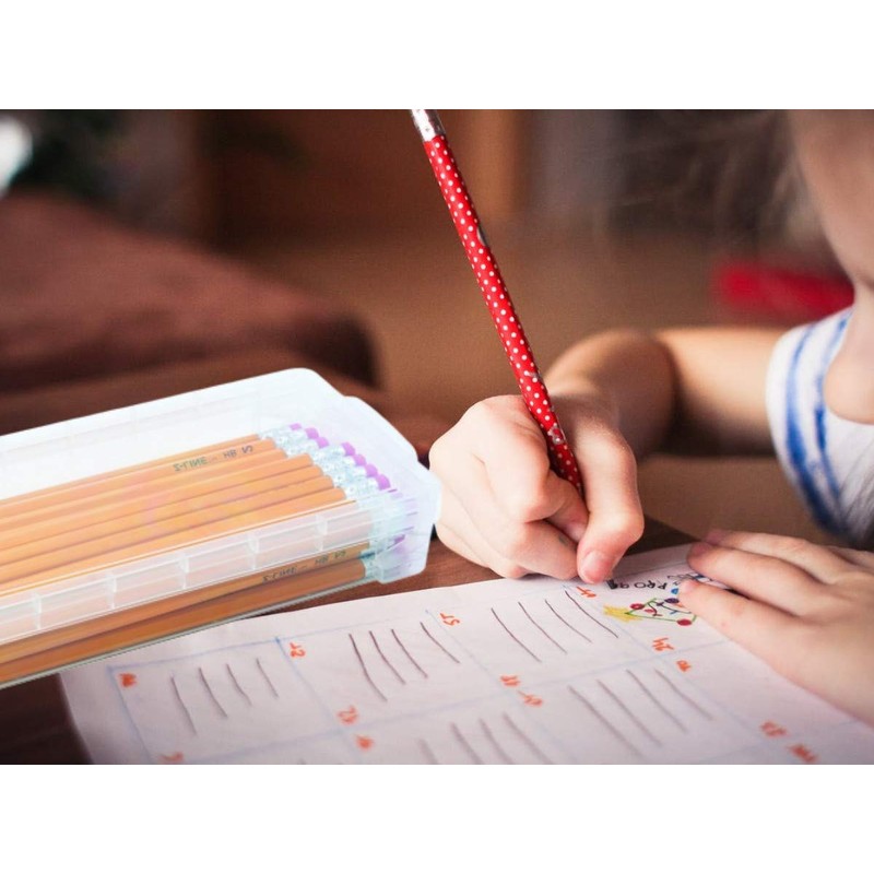 1InTheoffice Pencil Box, Stackable Translucent Clear 8.25 x 1.5 x