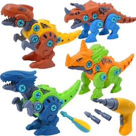ALETYBOX Dinosaur Assembly Kit, 4Pcs Take Apart Toys with Storage Box, Educational Building Toys, Christmas Birthday Gifts Boys 6 7 8 Year