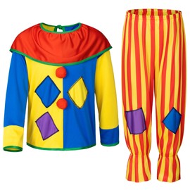 Yoroka 5Pcs Kids clown costume set Circus costume Boys and Girls Cosplay Costumes Quick Dress up for Clown(2XL)