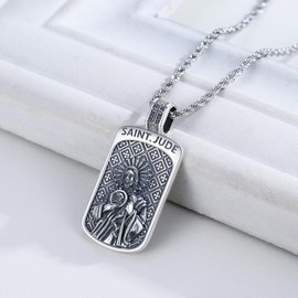 YueYuan Saint Jude Necklace for Men 925 Sterling Silver St Jude Medal Patron Saint Necklace St. Jude Pendant Religious Jewellery Gifts for Amulet Talisman