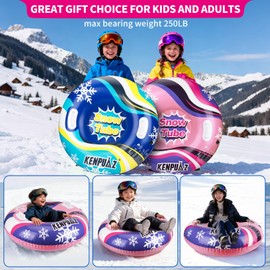 KENPUAZ Inflatable Snow Tube with Durable Fabric Cover – Premium Snow Sled for Kids & Adults, Winter Outdoor Fun (36 inch-2P)