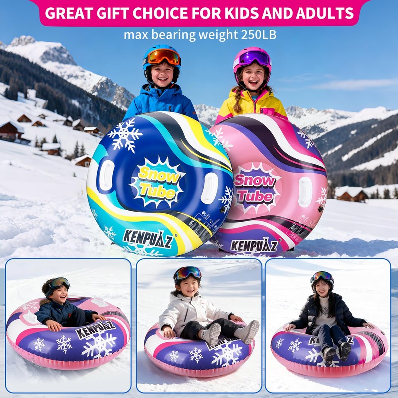KENPUAZ Inflatable Snow Tube with Durable Fabric Cover – Premium