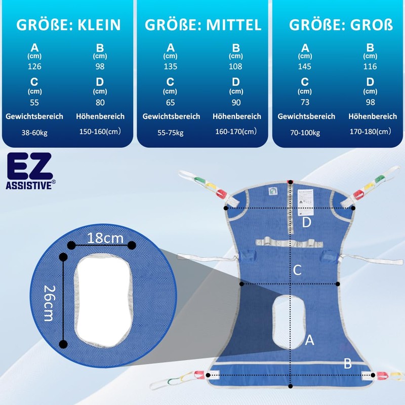 EZ Assistive Hoyer Lifting Strap Sling for Toilet, Patient Lifting
