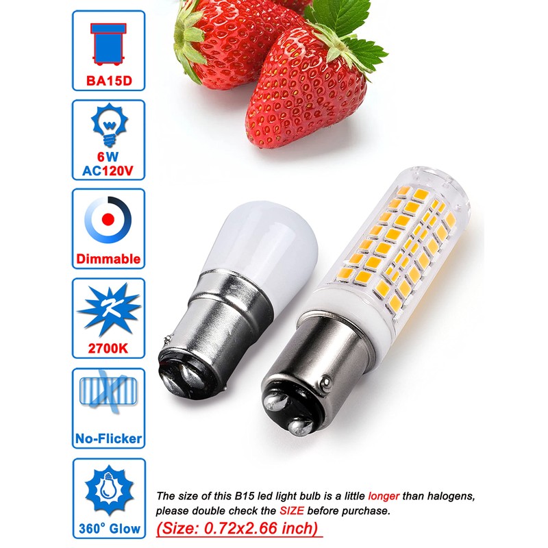 Ziomitus BA15D Led Bulbs 120V Dimmable 6W,Double Contact DC Bayonet