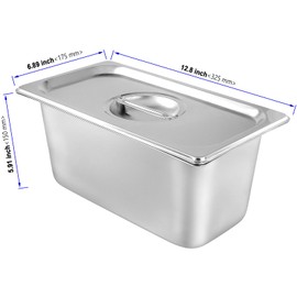 KOHAND 4 Pack 1/3 Size Anti-Jam Hotel Pans, 6 Inch Deep Steam Table Pan with Lid, Catering Storage Metal Food Pan for Home, Restaurant, Buffet