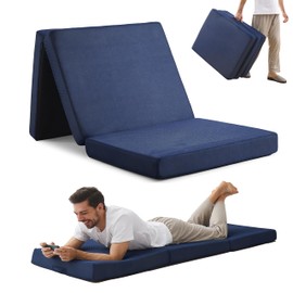 Jamdok 75 X 30 X 3 Inch Foam Folding Sleeping Pad,Trifold Mattress,Machine Washable Mesh Cover,Cot Size Floor Mattress Topper,Guest Bed for Adult,Camping Mat