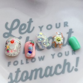 Water ball beads Handmade nail tips  - Petit Coffin / 워터볼비즈수제네일팁  - 쁘띠코핀