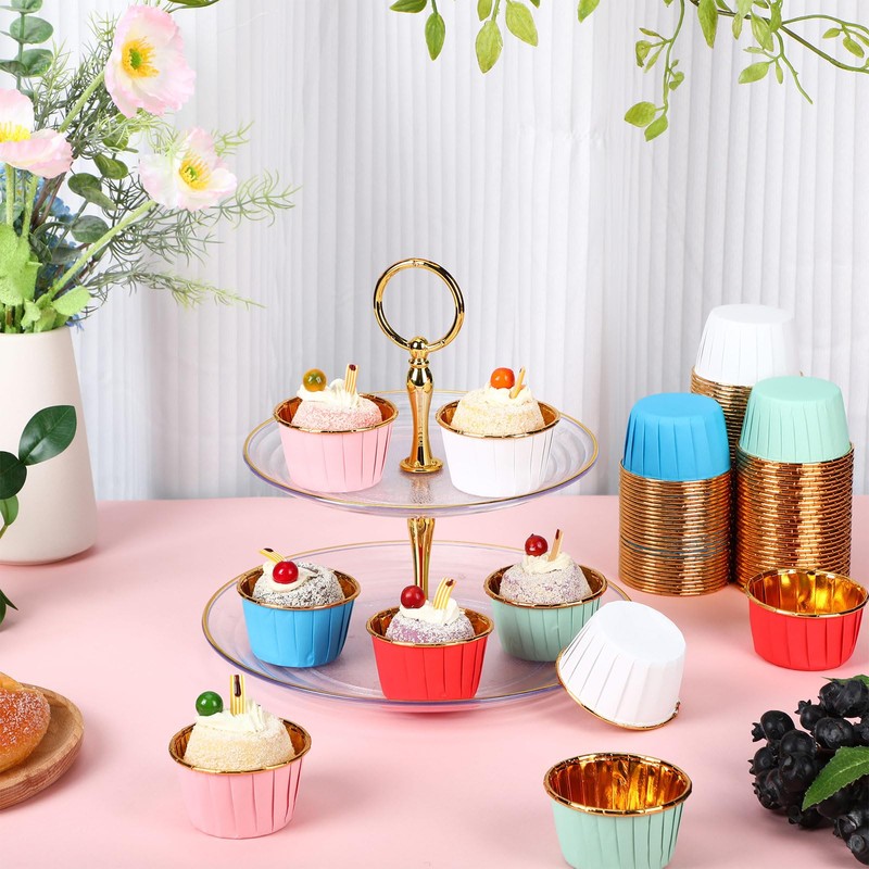 240 Pack Gold Foil Cupcake Liners Bulk 3.5 oz Disposable