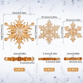 SOFPLATE 45Pcs 3 Styles Crystal Snowflakes Hanging Ornaments Winter Christmas Tree Decorations Gold Crystals Acrylic Snowflakes Ornament Pendants for Home Chandelier Decor Party Wedding Celebration