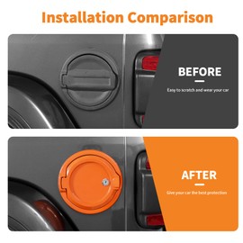 SQQP for JL Locking Fuel Door Gas Tank Cap Cover Fit for 2018-2024 Jeep Wrangler JL JLU 2/4 Door, Aluminum Fuel Door Exterior AccessoriesOrange)