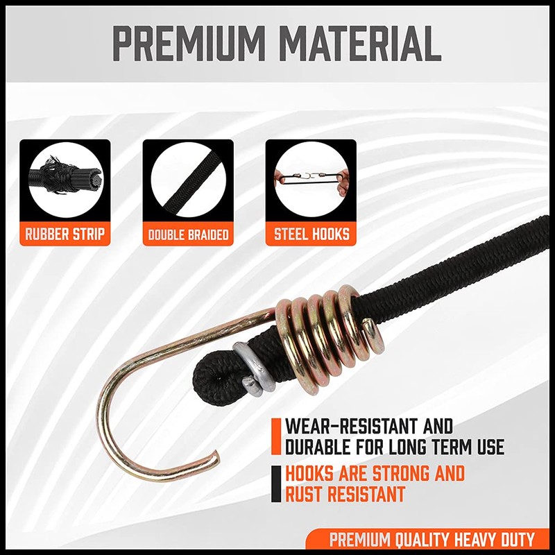 20 Pack Heavy Duty Small Bungee Cords with Hooks Cord