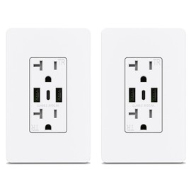 ThunderWay USB Outlet, 30W 6.0A Wall Outlet with USB 3 Ports, 20 Amp Receptacle, Tamper-Resistant USB Charging Power Outlets with Dual Type C & A Ports, Wall Plate Included, ETL Listed, White, 1 Pack