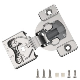 Furniware 2 Pieces 3/4" Small Overlay Concealed Face Frame Hinges, 105° Open Angle 4 Level Soft Close Screw On Compact Cabinet Hinge,for Face Frame Door, Soft Close On/Off Switch, Self Closing