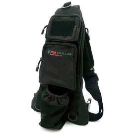 Pak Muller Crossbody Sling Bag Water Bottle Holder, RFID Back Pocket, Travel, Hiking, Everyday Go Bag, Chest Bag, Unisex, Slim Profile, Mid-Size (Black)