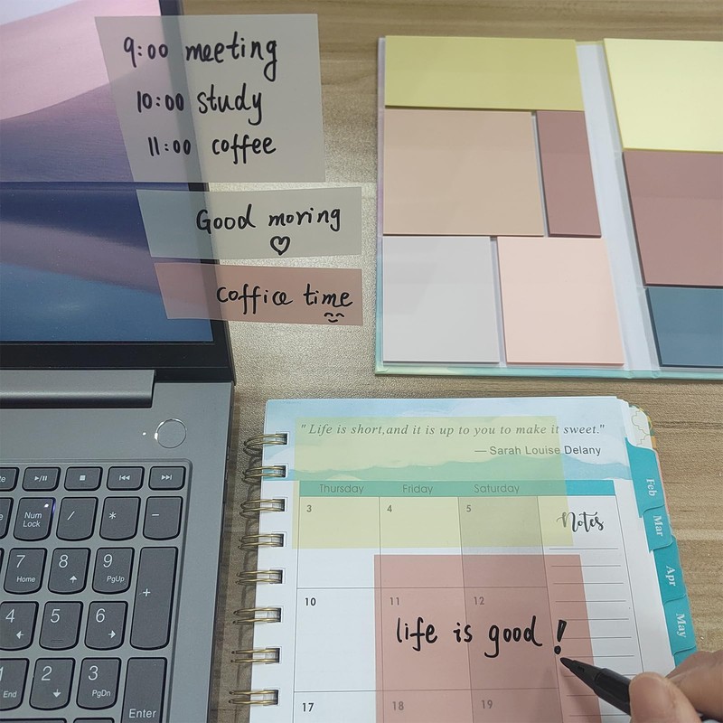 500 Transparent Sticky Notes Transparent Sticky Notes, Colourful Transparent Set