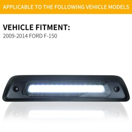 Yereash Led Third Brake Tail Light compatible with 2009-2014 Fo rd F150 3rd Brake Light Red Strobe Rear White Cargo Lights High Mount Stop Lamp