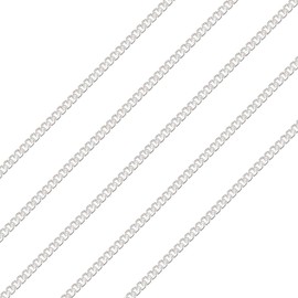 Cheriswelry 1M 925 Sterling Silver Curb Chains Diamond Cut Chains Silver Twisted Chain Unwelded Chains for Women Men