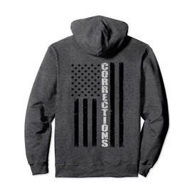 Thin Silver Line Flag Corrections Officer Pullover Hoodie