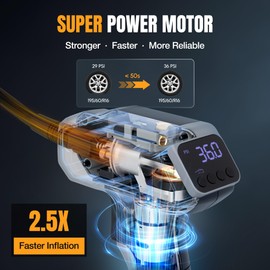 WORKPROX Tire Inflator Portable Air Compressor, 150 PSI Cordless Car Tire Pump with Digital Pressure Gauge, Fast Inflation, Rechargeable Battery & 12V DC Power, for Cars, Motorcycles, Bikes, Balls