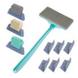 Window Cleaner Tool Set with Window Screen Cleaner and Track Cleaning Kit, Detachable Handheld Mesh Screen Cleaning Brush & 3 Pack Groove Brushes with 6 Replacement Cleaning Cloths