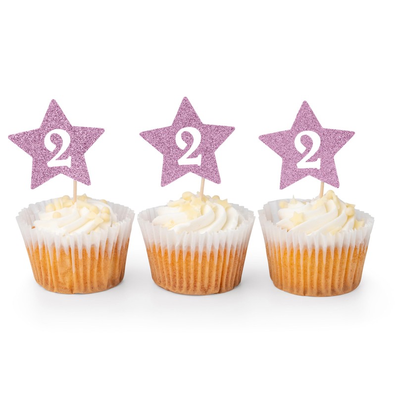 12 x Pink Baby 2nd Birthday Cupcake Toppers | Birthday