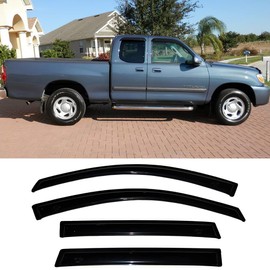 Deebior 94815 Side Window Deflector Visor Rain Guard,Tape-on Shatterproof Dark Smoke,4pc Window Shades fit for 2000-2006 Toyota Tundra Access Cab/Extended Cab with 2 Half Size Rear Doors