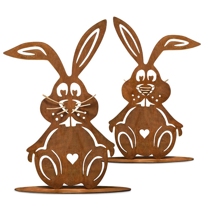 Rostikal Patina Rabbit Figurine for Easter Decoration, 30 x 19