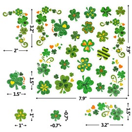 110 Pcs Glitter Shamrock Tattoos St Patty's Day Accessories Clover Irish Temporary Tattoos Face Stickers Bulk St. Patrick's Day Party Favors Decorations