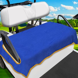 ENYORSEL Golf Cart Seat Covers, Golf Cart Seat Towel Blanket for All EZGO, Yamaha, Club Cars, Icon and More 2/4-seats Cart, 100% Microfiber, Essential Golf Cart Accessories, 51'' x 30''，Blue Gold