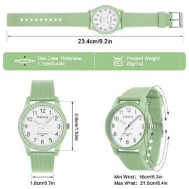 OSDUE Kids Watches, Kids Watch for Boys Girls 50M Waterproof, Children Analogue Quartz Watch, Learning Time Easy to Read, Soft Band Wrist for Sport Outdoor, Kid Gifts, Christmas Gifts-Green