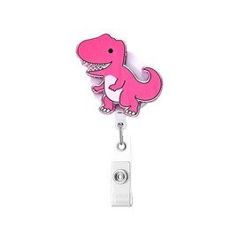 Dinosaur Badge Reels,Glowing in The Dark Nurse ID Badge Holder Retractable Clip,Cute Badge Reel with Alligator Clip,Acrylic Luminous Badge Clip for Doctors Nurses Teacher Office School Gifts